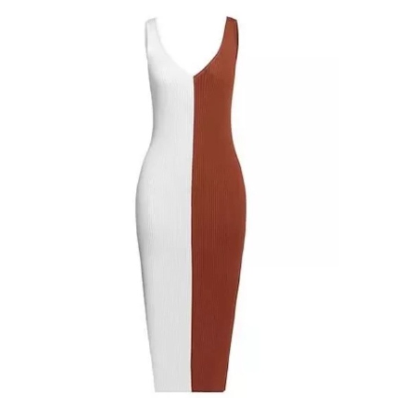 Staud Dana block dress in cream and brown EUC - Picture 7 of 11